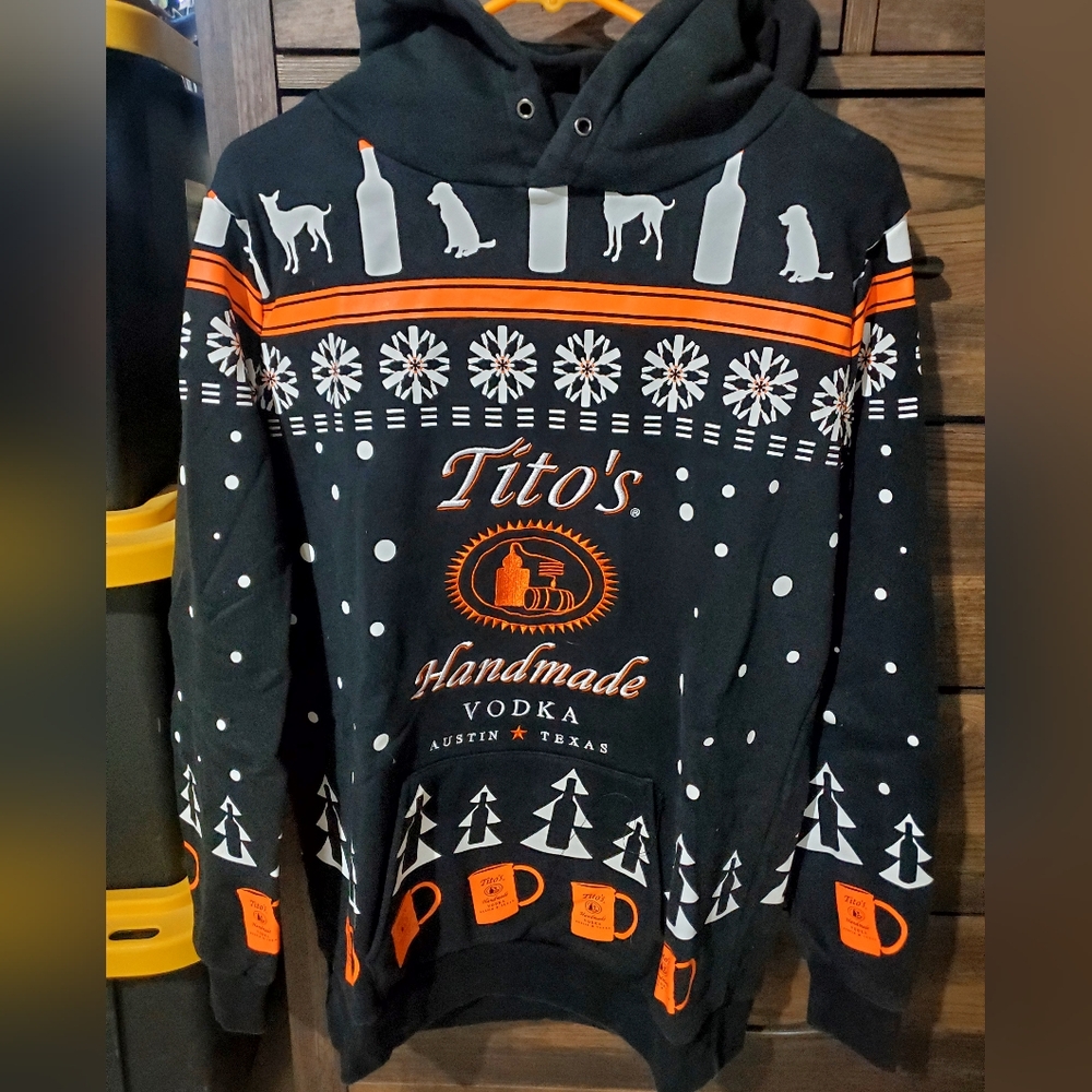 Titos Vodka ugly sweater hoodie men's‎ medium